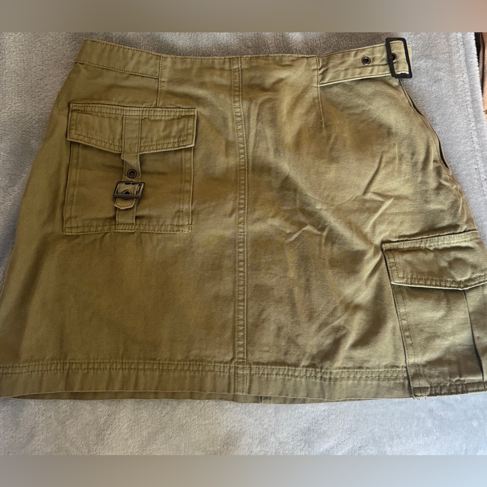 Army Green Cargo Mini Skirt with Buckle Detail